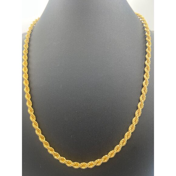 Monet 24" 5mm Twisted Rope Chain Chunky Necklace Gold-Tone Vintage - Picture 5 of 9